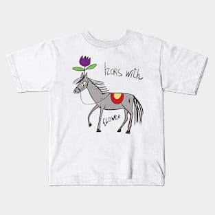 Horse with flowers Kids T-Shirt